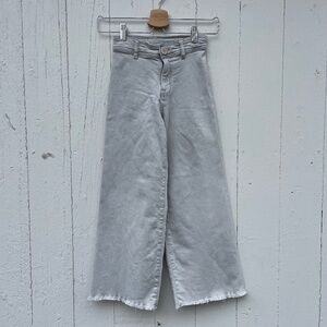 ZARA Kids Wide-Leg Cropped Jeans (Size 8, Light Gray)